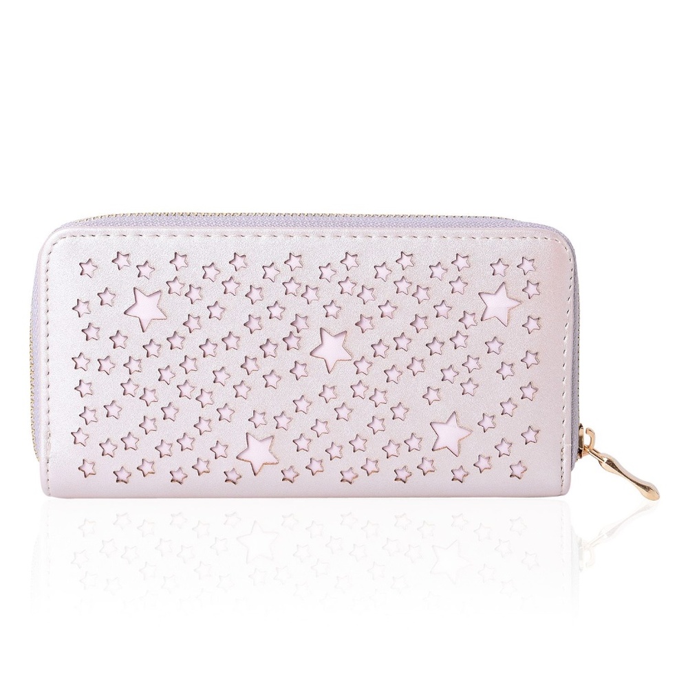Silver Star Laser Cut Pattern Faux Leather Wallet - Picture 2 of 4
